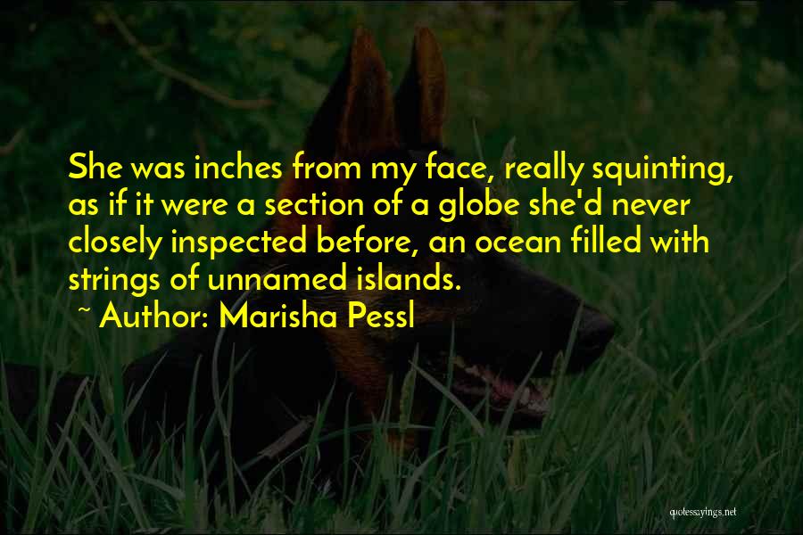 Marisha Pessl Quotes: She Was Inches From My Face, Really Squinting, As If It Were A Section Of A Globe She'd Never Closely