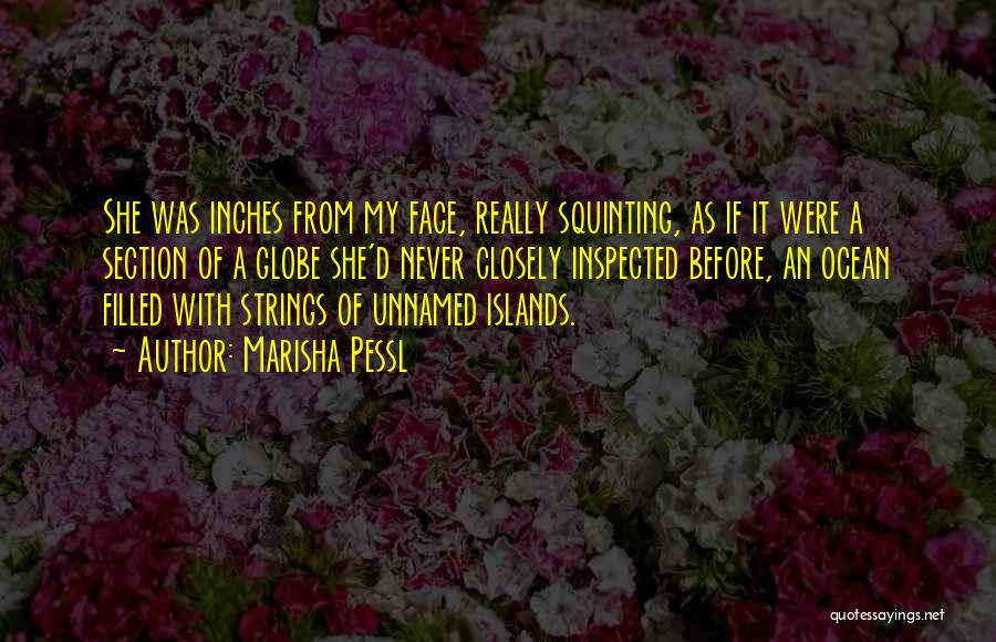 Marisha Pessl Quotes: She Was Inches From My Face, Really Squinting, As If It Were A Section Of A Globe She'd Never Closely