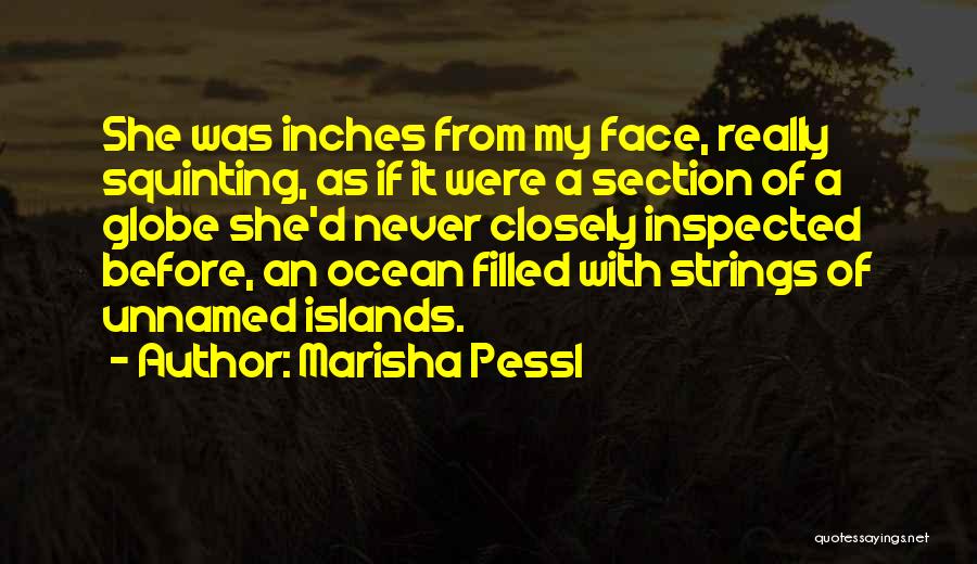 Marisha Pessl Quotes: She Was Inches From My Face, Really Squinting, As If It Were A Section Of A Globe She'd Never Closely