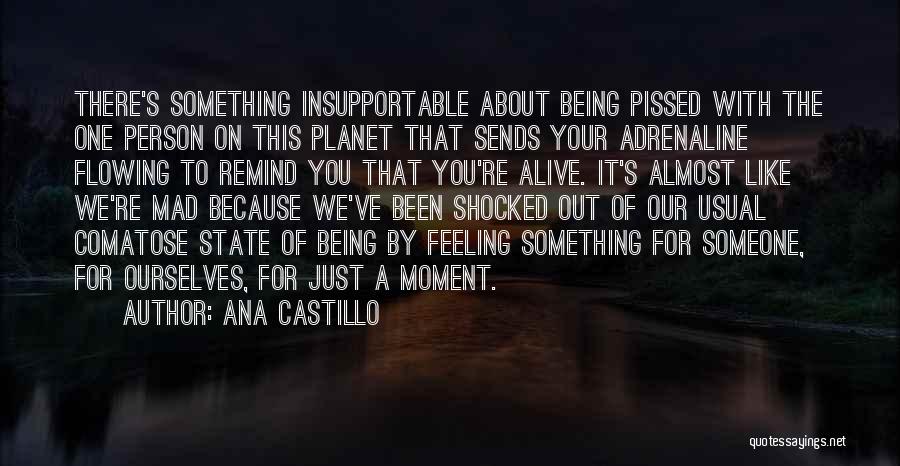 Ana Castillo Quotes: There's Something Insupportable About Being Pissed With The One Person On This Planet That Sends Your Adrenaline Flowing To Remind