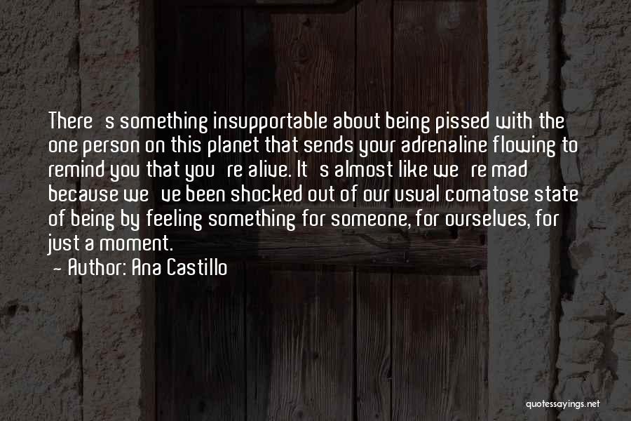 Ana Castillo Quotes: There's Something Insupportable About Being Pissed With The One Person On This Planet That Sends Your Adrenaline Flowing To Remind