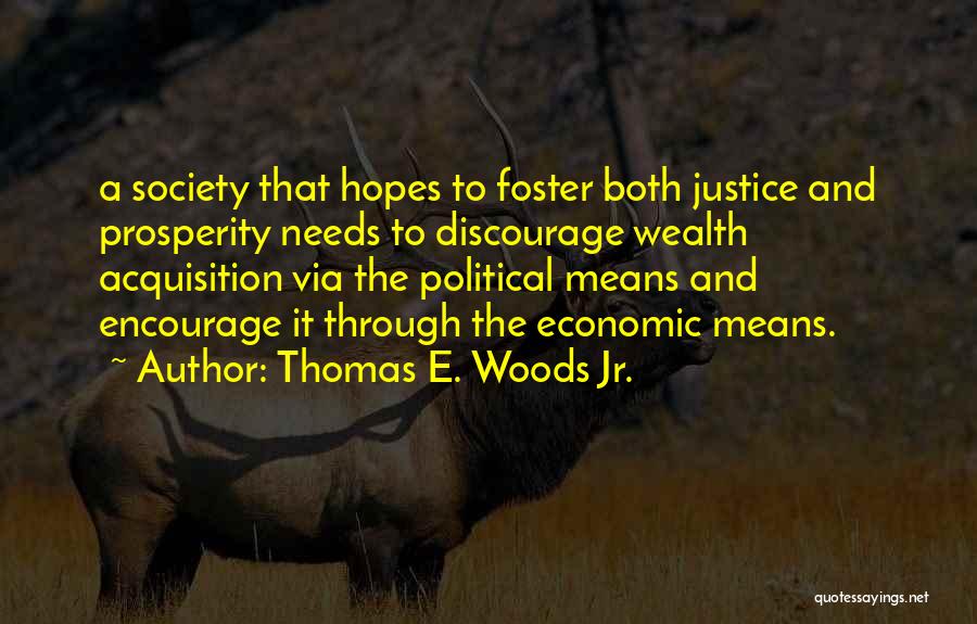 Thomas E. Woods Jr. Quotes: A Society That Hopes To Foster Both Justice And Prosperity Needs To Discourage Wealth Acquisition Via The Political Means And