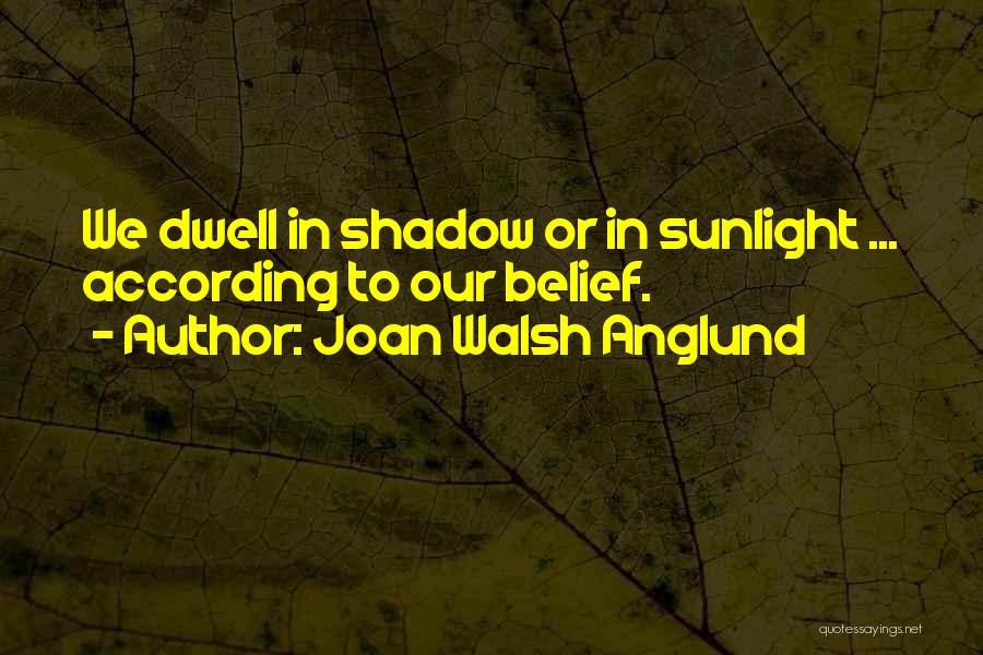 Joan Walsh Anglund Quotes: We Dwell In Shadow Or In Sunlight ... According To Our Belief.