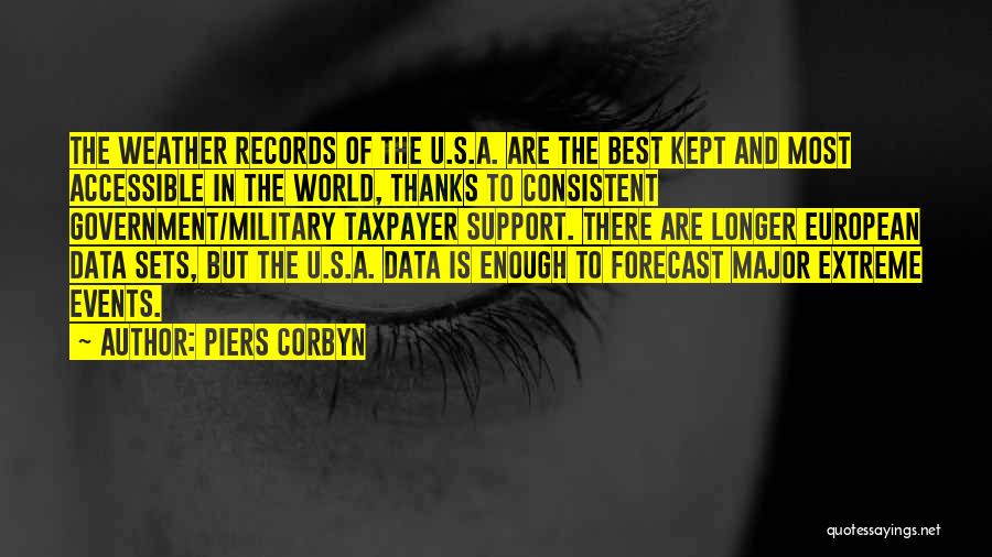 Piers Corbyn Quotes: The Weather Records Of The U.s.a. Are The Best Kept And Most Accessible In The World, Thanks To Consistent Government/military