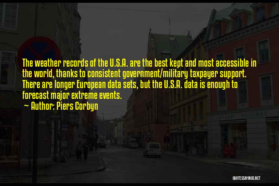 Piers Corbyn Quotes: The Weather Records Of The U.s.a. Are The Best Kept And Most Accessible In The World, Thanks To Consistent Government/military