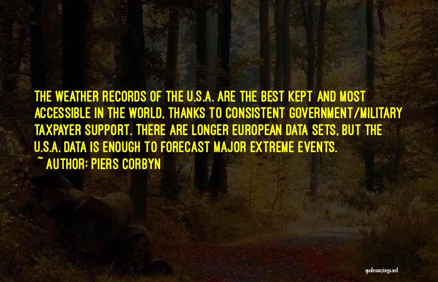 Piers Corbyn Quotes: The Weather Records Of The U.s.a. Are The Best Kept And Most Accessible In The World, Thanks To Consistent Government/military