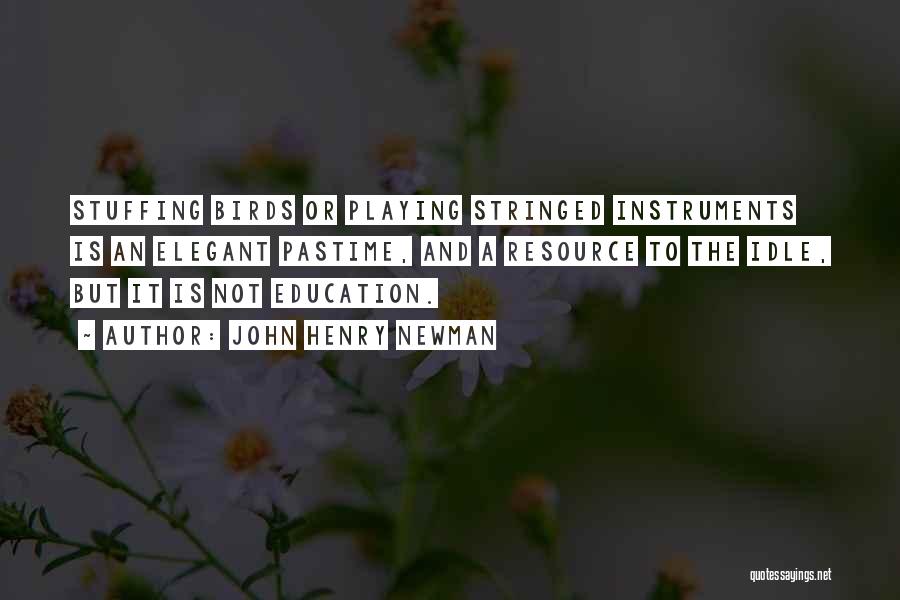 John Henry Newman Quotes: Stuffing Birds Or Playing Stringed Instruments Is An Elegant Pastime, And A Resource To The Idle, But It Is Not