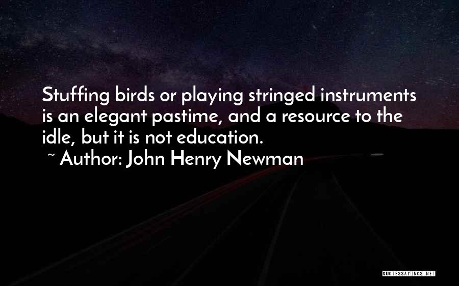 John Henry Newman Quotes: Stuffing Birds Or Playing Stringed Instruments Is An Elegant Pastime, And A Resource To The Idle, But It Is Not