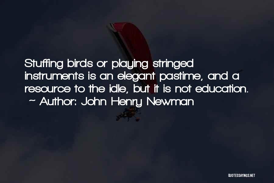 John Henry Newman Quotes: Stuffing Birds Or Playing Stringed Instruments Is An Elegant Pastime, And A Resource To The Idle, But It Is Not