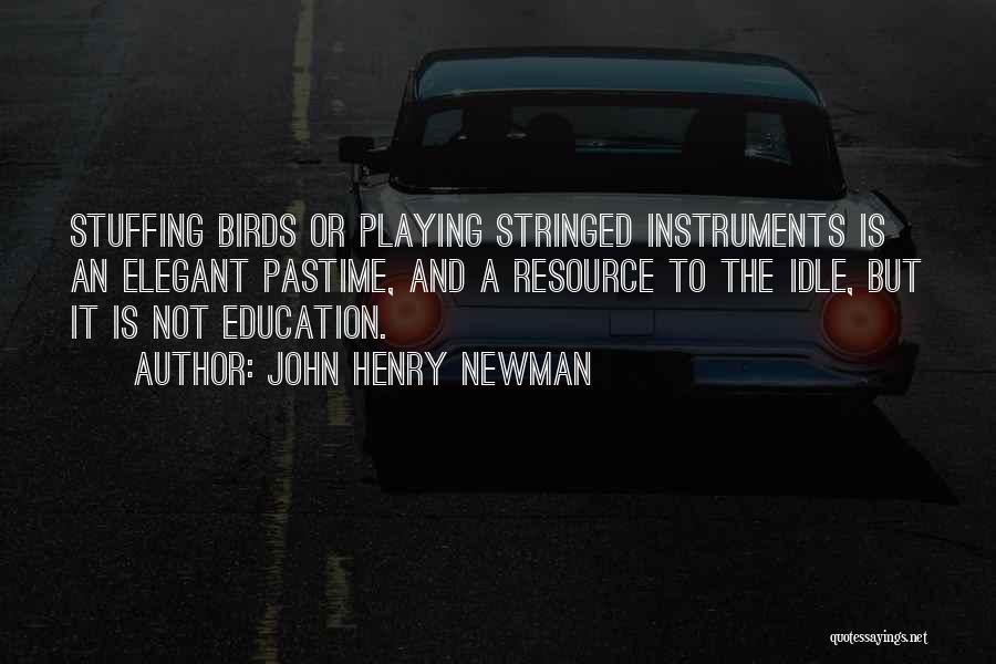 John Henry Newman Quotes: Stuffing Birds Or Playing Stringed Instruments Is An Elegant Pastime, And A Resource To The Idle, But It Is Not