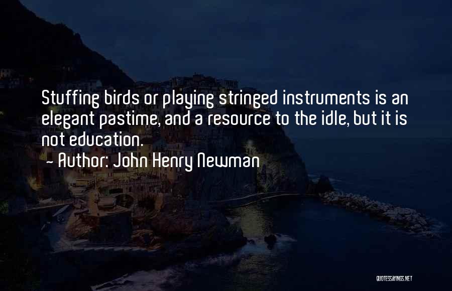 John Henry Newman Quotes: Stuffing Birds Or Playing Stringed Instruments Is An Elegant Pastime, And A Resource To The Idle, But It Is Not