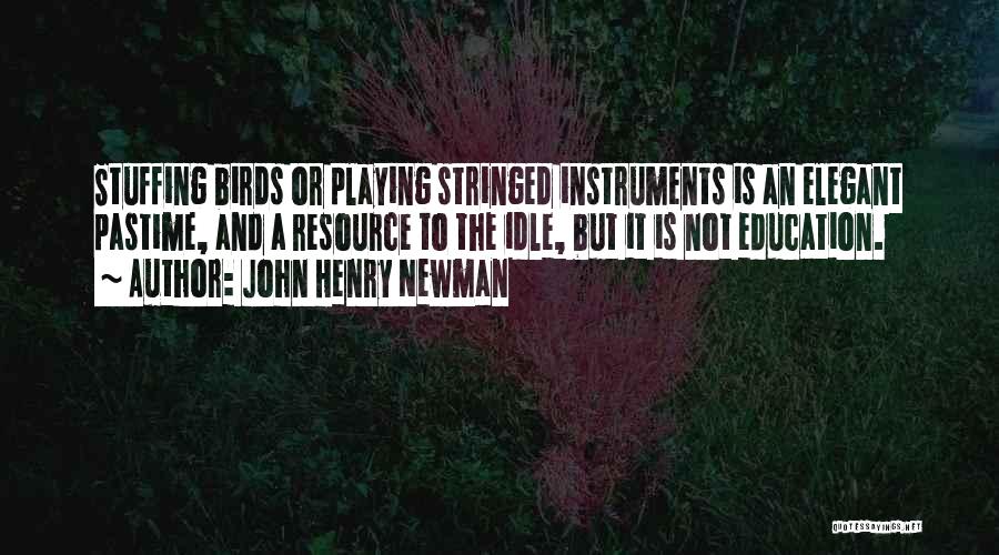 John Henry Newman Quotes: Stuffing Birds Or Playing Stringed Instruments Is An Elegant Pastime, And A Resource To The Idle, But It Is Not