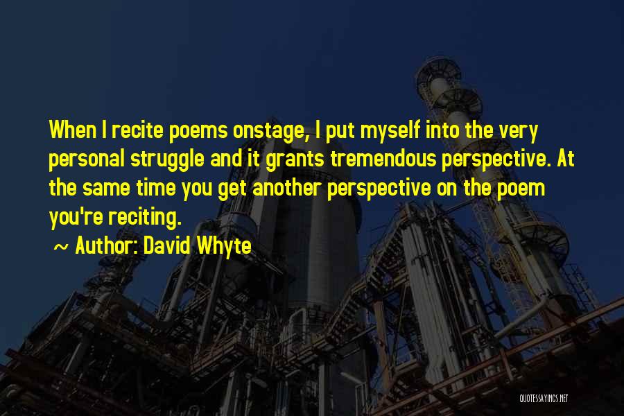 David Whyte Quotes: When I Recite Poems Onstage, I Put Myself Into The Very Personal Struggle And It Grants Tremendous Perspective. At The