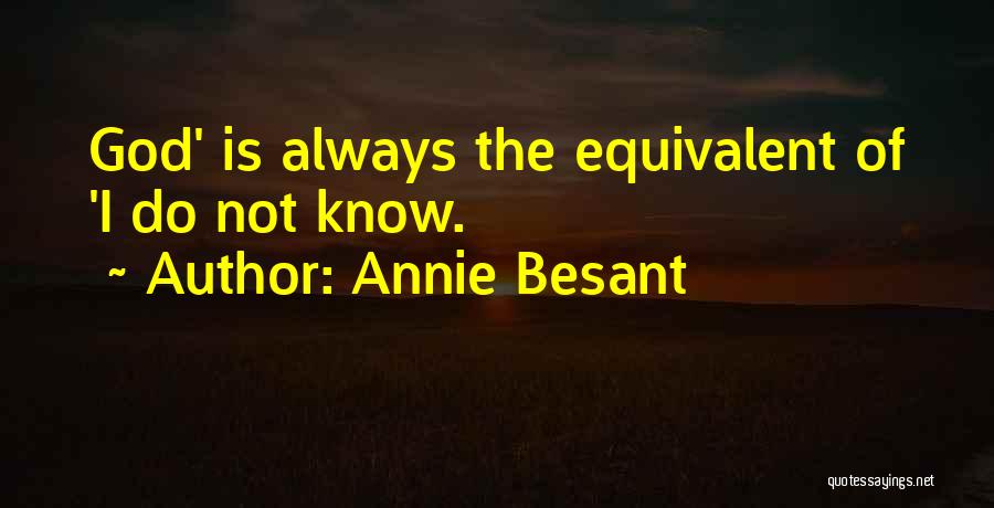 Annie Besant Quotes: God' Is Always The Equivalent Of 'i Do Not Know.