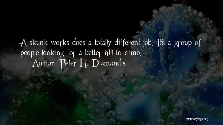 Peter H. Diamandis Quotes: A Skunk Works Does A Totally Different Job. It's A Group Of People Looking For A Better Hill To Climb.