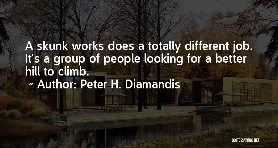 Peter H. Diamandis Quotes: A Skunk Works Does A Totally Different Job. It's A Group Of People Looking For A Better Hill To Climb.