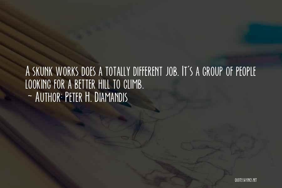 Peter H. Diamandis Quotes: A Skunk Works Does A Totally Different Job. It's A Group Of People Looking For A Better Hill To Climb.