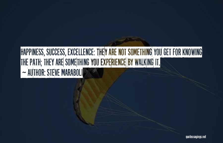Steve Maraboli Quotes: Happiness, Success, Excellence: They Are Not Something You Get For Knowing The Path; They Are Something You Experience By Walking