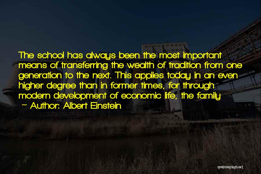 Albert Einstein Quotes: The School Has Always Been The Most Important Means Of Transferring The Wealth Of Tradition From One Generation To The