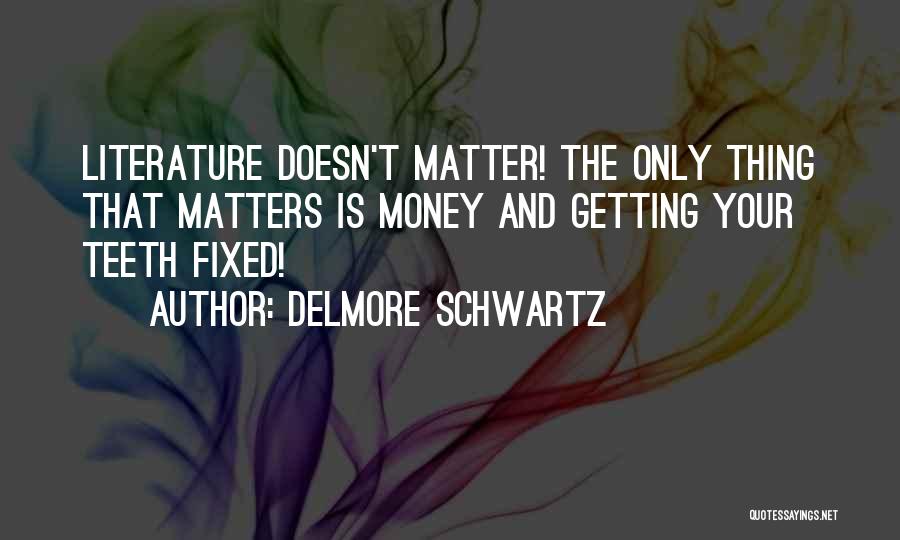 Delmore Schwartz Quotes: Literature Doesn't Matter! The Only Thing That Matters Is Money And Getting Your Teeth Fixed!