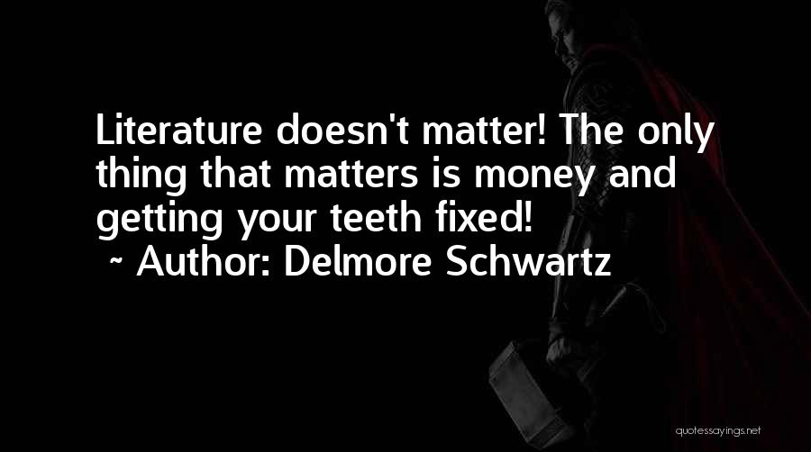 Delmore Schwartz Quotes: Literature Doesn't Matter! The Only Thing That Matters Is Money And Getting Your Teeth Fixed!
