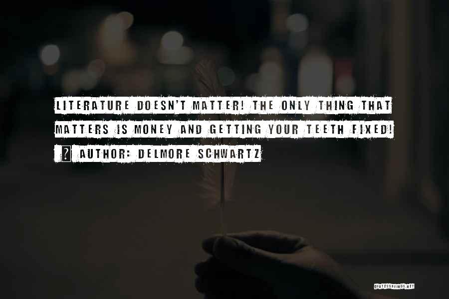 Delmore Schwartz Quotes: Literature Doesn't Matter! The Only Thing That Matters Is Money And Getting Your Teeth Fixed!