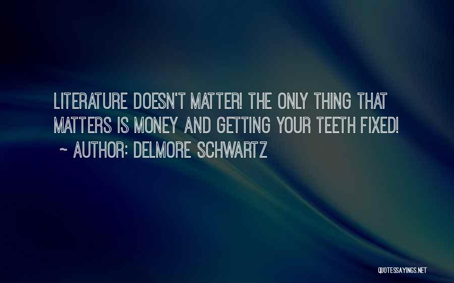 Delmore Schwartz Quotes: Literature Doesn't Matter! The Only Thing That Matters Is Money And Getting Your Teeth Fixed!