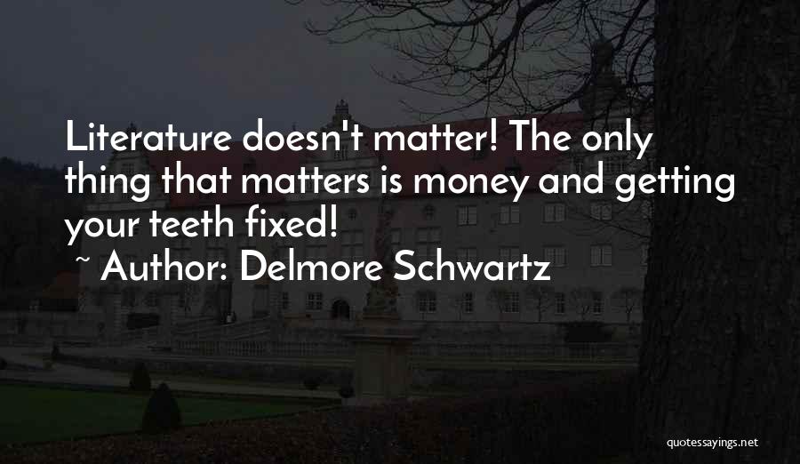 Delmore Schwartz Quotes: Literature Doesn't Matter! The Only Thing That Matters Is Money And Getting Your Teeth Fixed!