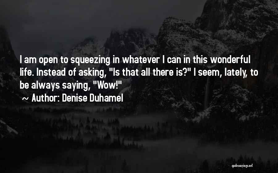 Denise Duhamel Quotes: I Am Open To Squeezing In Whatever I Can In This Wonderful Life. Instead Of Asking, Is That All There