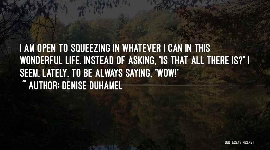 Denise Duhamel Quotes: I Am Open To Squeezing In Whatever I Can In This Wonderful Life. Instead Of Asking, Is That All There