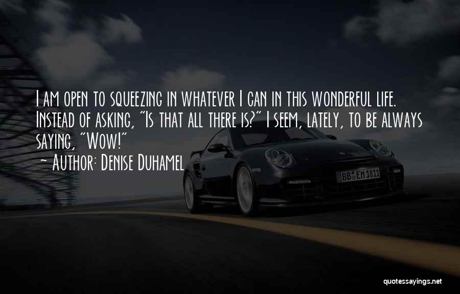 Denise Duhamel Quotes: I Am Open To Squeezing In Whatever I Can In This Wonderful Life. Instead Of Asking, Is That All There