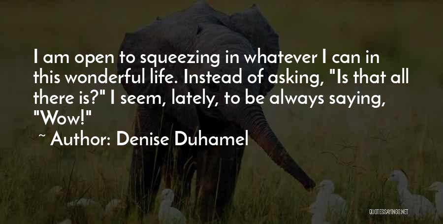 Denise Duhamel Quotes: I Am Open To Squeezing In Whatever I Can In This Wonderful Life. Instead Of Asking, Is That All There