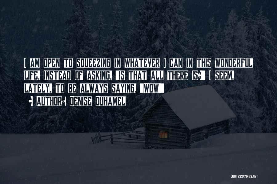 Denise Duhamel Quotes: I Am Open To Squeezing In Whatever I Can In This Wonderful Life. Instead Of Asking, Is That All There