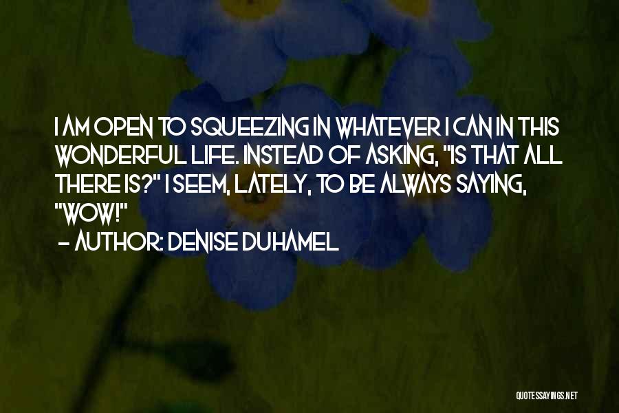 Denise Duhamel Quotes: I Am Open To Squeezing In Whatever I Can In This Wonderful Life. Instead Of Asking, Is That All There