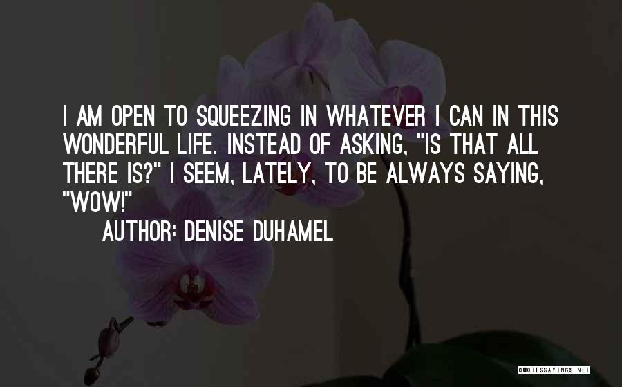 Denise Duhamel Quotes: I Am Open To Squeezing In Whatever I Can In This Wonderful Life. Instead Of Asking, Is That All There