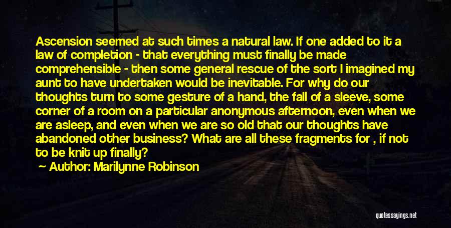 Marilynne Robinson Quotes: Ascension Seemed At Such Times A Natural Law. If One Added To It A Law Of Completion - That Everything