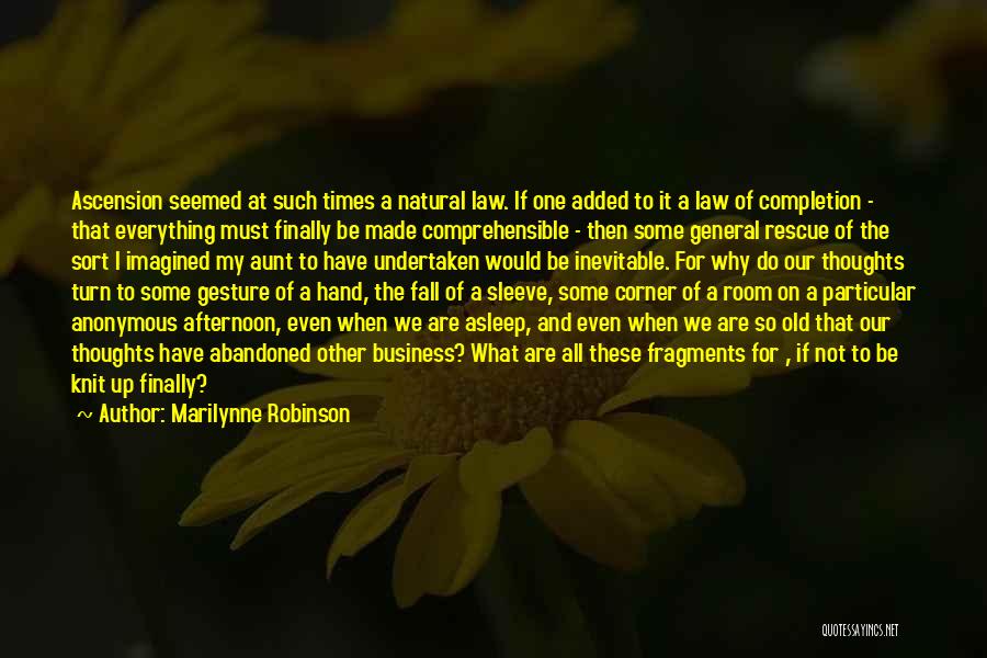 Marilynne Robinson Quotes: Ascension Seemed At Such Times A Natural Law. If One Added To It A Law Of Completion - That Everything