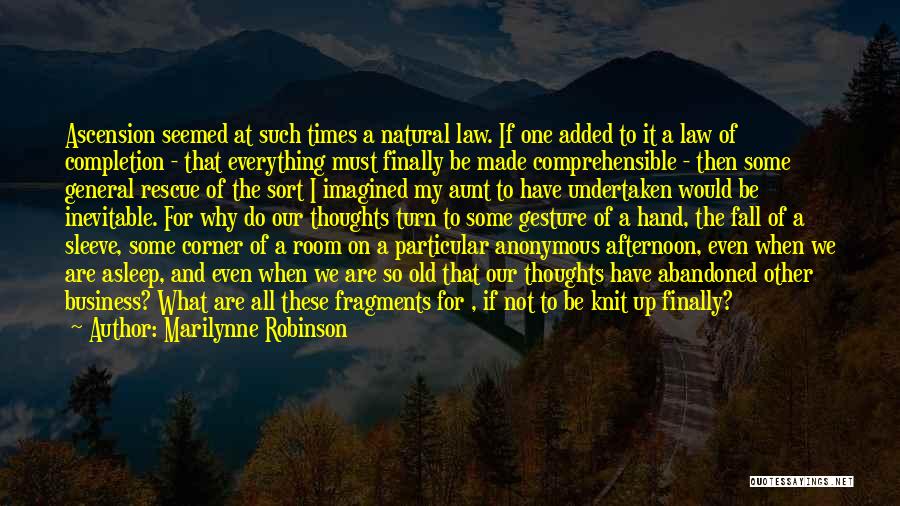 Marilynne Robinson Quotes: Ascension Seemed At Such Times A Natural Law. If One Added To It A Law Of Completion - That Everything