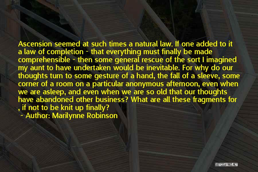 Marilynne Robinson Quotes: Ascension Seemed At Such Times A Natural Law. If One Added To It A Law Of Completion - That Everything