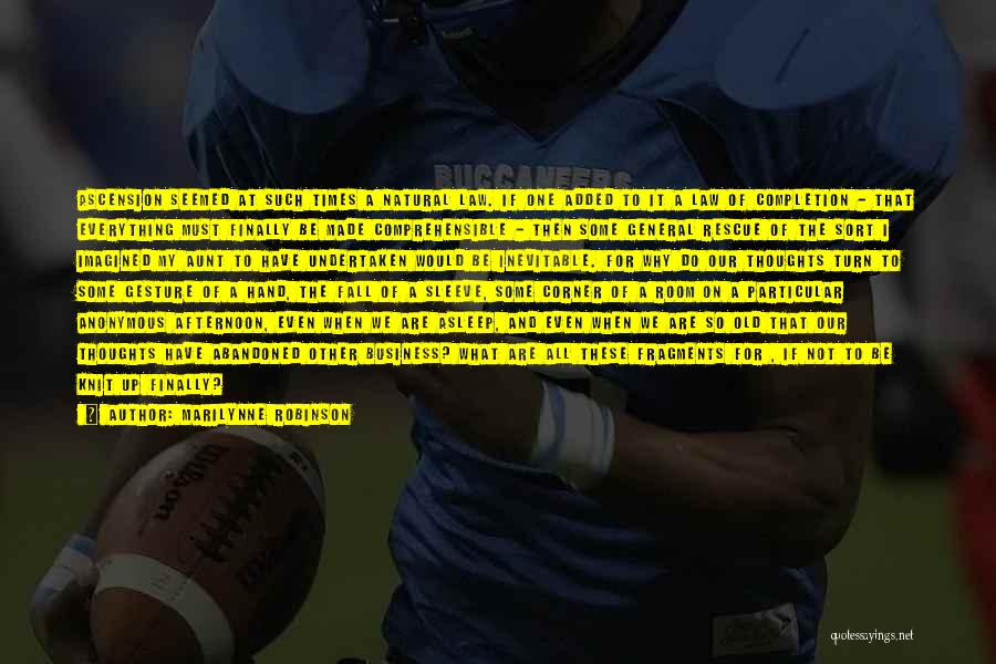 Marilynne Robinson Quotes: Ascension Seemed At Such Times A Natural Law. If One Added To It A Law Of Completion - That Everything
