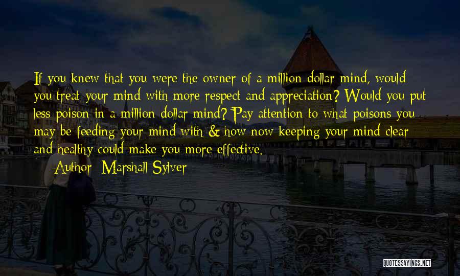 Marshall Sylver Quotes: If You Knew That You Were The Owner Of A Million-dollar Mind, Would You Treat Your Mind With More Respect