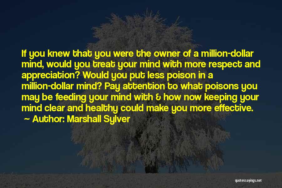 Marshall Sylver Quotes: If You Knew That You Were The Owner Of A Million-dollar Mind, Would You Treat Your Mind With More Respect