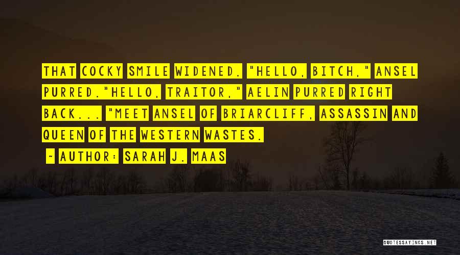 Sarah J. Maas Quotes: That Cocky Smile Widened. Hello, Bitch, Ansel Purred.hello, Traitor, Aelin Purred Right Back... Meet Ansel Of Briarcliff, Assassin And Queen
