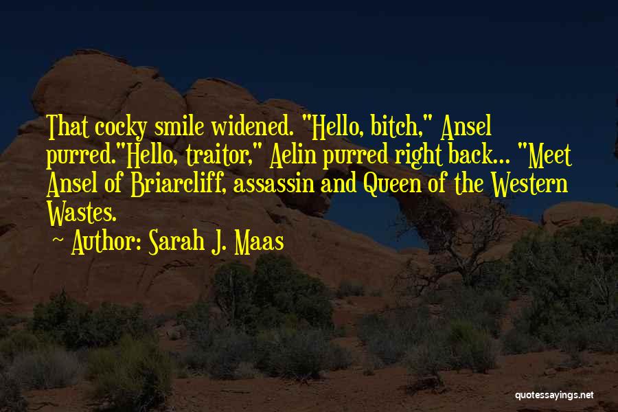 Sarah J. Maas Quotes: That Cocky Smile Widened. Hello, Bitch, Ansel Purred.hello, Traitor, Aelin Purred Right Back... Meet Ansel Of Briarcliff, Assassin And Queen