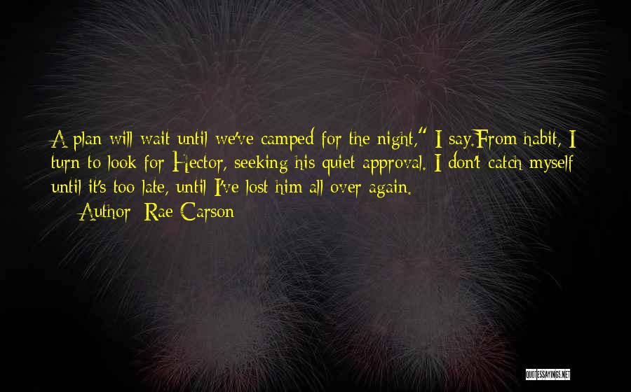 Rae Carson Quotes: A Plan Will Wait Until We've Camped For The Night, I Say.from Habit, I Turn To Look For Hector, Seeking