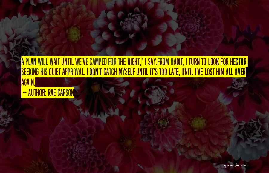 Rae Carson Quotes: A Plan Will Wait Until We've Camped For The Night, I Say.from Habit, I Turn To Look For Hector, Seeking