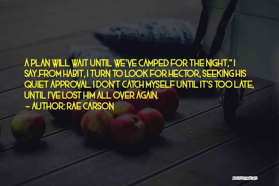 Rae Carson Quotes: A Plan Will Wait Until We've Camped For The Night, I Say.from Habit, I Turn To Look For Hector, Seeking