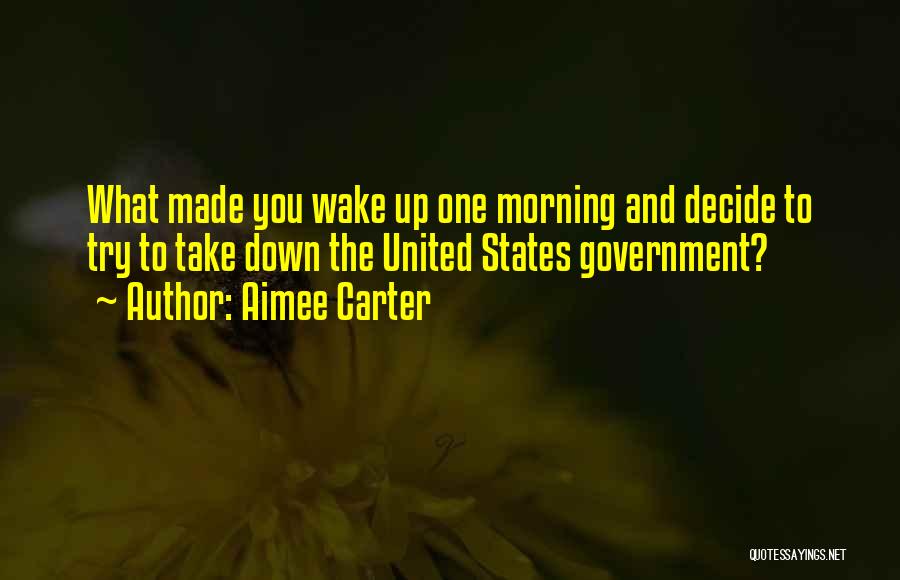 Aimee Carter Quotes: What Made You Wake Up One Morning And Decide To Try To Take Down The United States Government?