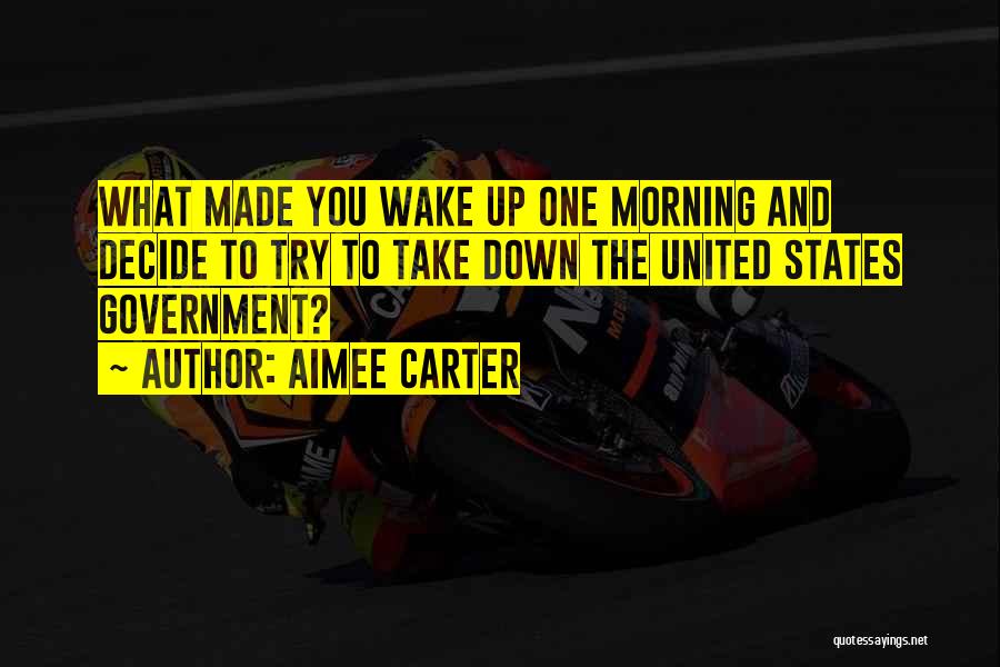 Aimee Carter Quotes: What Made You Wake Up One Morning And Decide To Try To Take Down The United States Government?