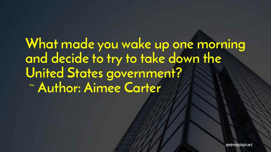 Aimee Carter Quotes: What Made You Wake Up One Morning And Decide To Try To Take Down The United States Government?